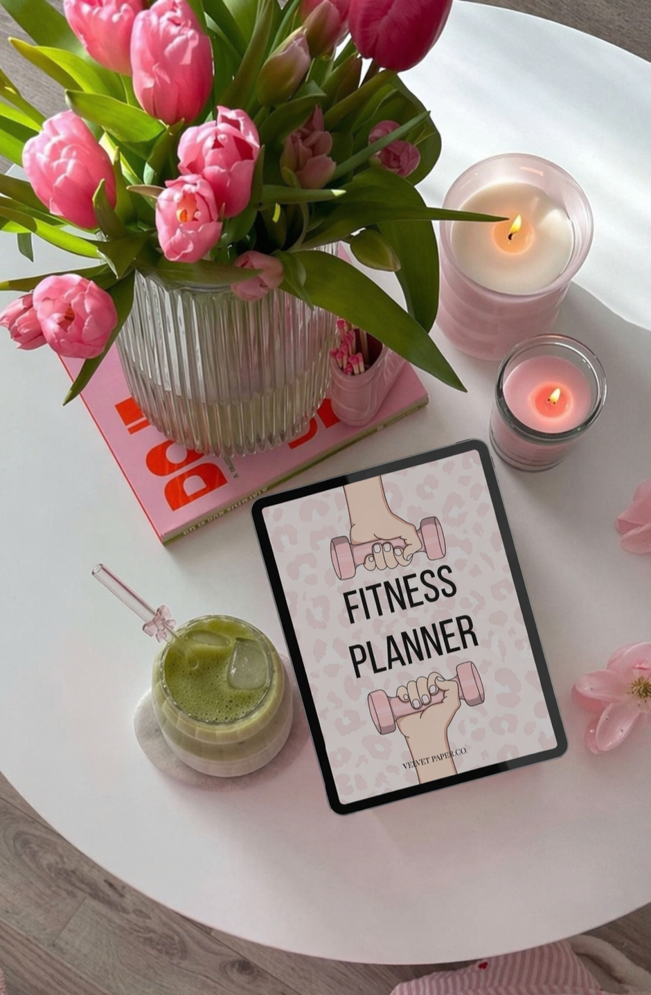Leopard Pink Fitness Planner for Women, Workout and Meal Tracker